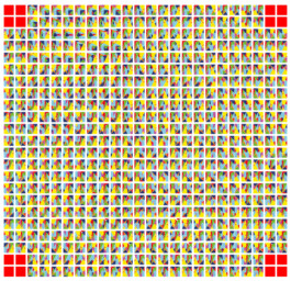 Vista di tutte le 536 combinazioni possibili con lo Stomachion 